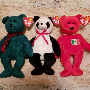 Retired Rare Original Ty Beanie Babies. Set of 3.